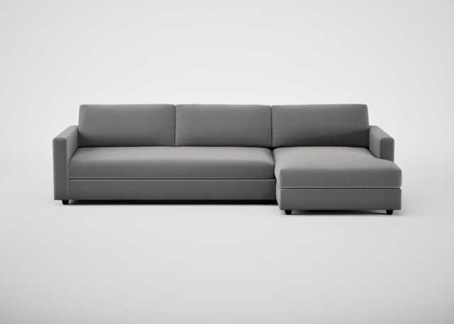 Heal's Heal's Nimbus II RHF 4 Seater Corner Chaise Smart Velvet Mercury Black Feet