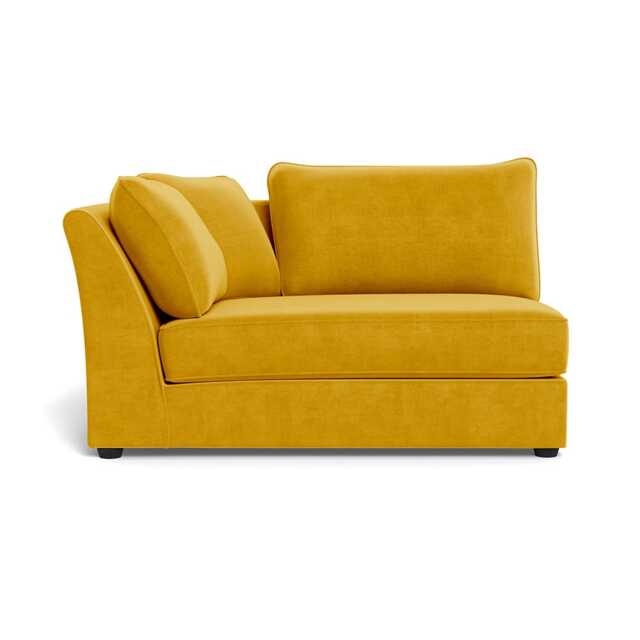 Heal's Tailor Large Curved Left Hand Facing Corner Unit Smart Luxe Velvet Canary Black Feet