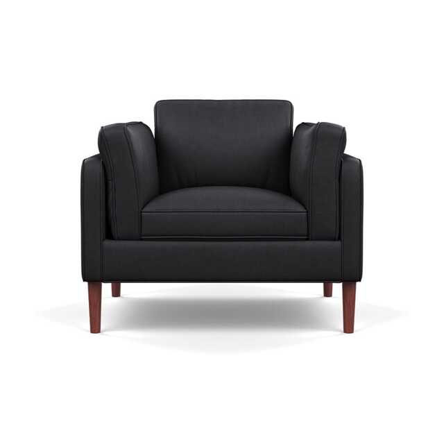 Heal's Sonno Armchair Linea Leather Black 622 Walnut Feet - image 1