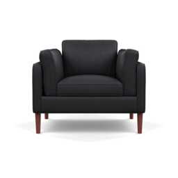 Heal's Sonno Armchair Linea Leather Black 622 Walnut Feet - thumbnail 1