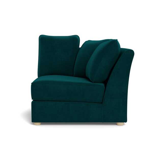 Heal's Tailor Curved Right Hand Facing Corner Unit Smart Luxe Velvet Ocean Natural Feet