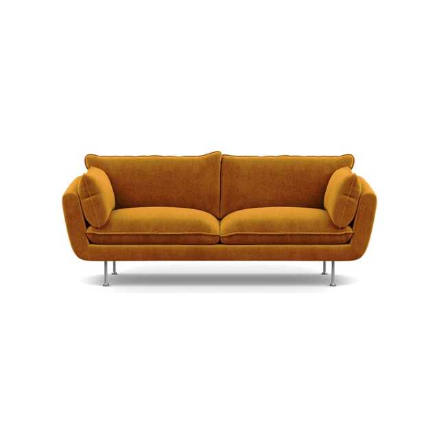 Heal's Allora 3 Seater Sofa Smart Luxe Velvet Cognac Stainless Steel Feet