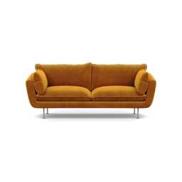Heal's Allora 3 Seater Sofa Smart Luxe Velvet Cognac Stainless Steel Feet