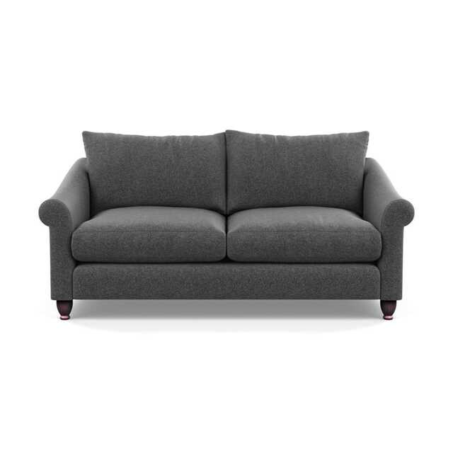Heal's Devon 3 Seater Sofa Melton Wool Granite Walnut Stained Feet