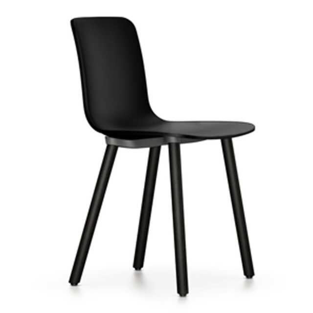 Vitra HAL RE Wood Chair 12 Deep Black Dark Oak Legs