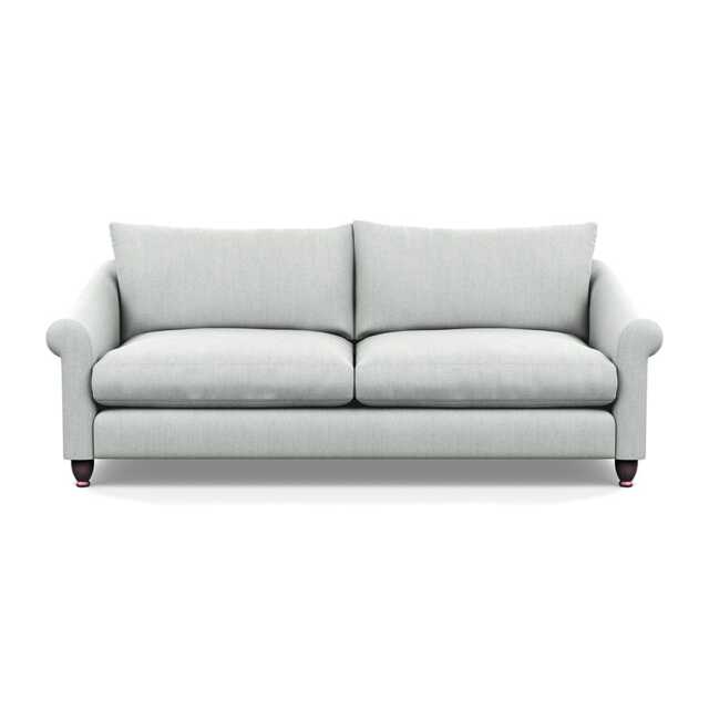 Heal's Devon 4 Seater Sofa Broad Weave Tin Walnut Stained Feet