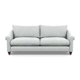 Heal's Devon 4 Seater Sofa Broad Weave Tin Walnut Stained Feet