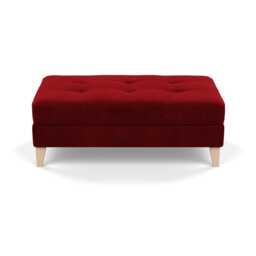 Heal's Mistral Footstool Smart Luxe Velvet Mulberry Natural Feet