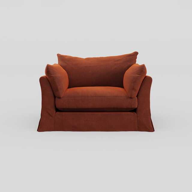 Heal's Tailor Loose Cover Loveseat Velvet Russet Natural Beech Feet