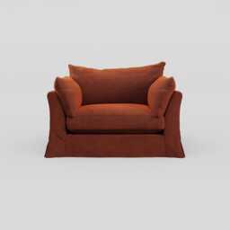 Heal's Tailor Loose Cover Loveseat Velvet Russet Natural Beech Feet