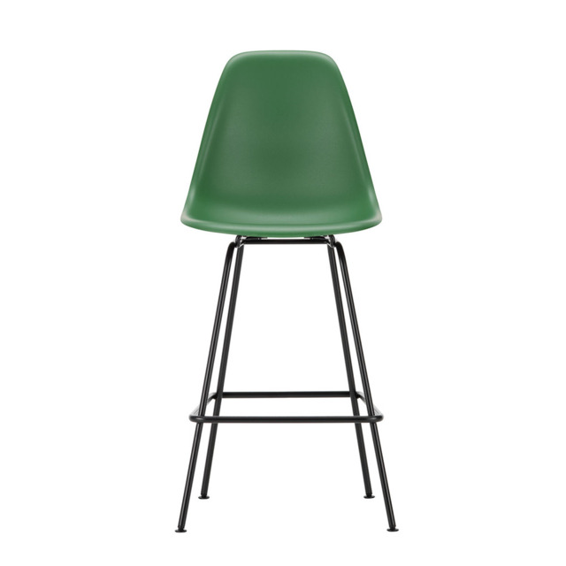 Vitra Eames Plastic Stool RE Medium Emerald Basic Dark Powdered Legs