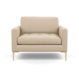 Heal's Eton Loveseat Brushed Cotton Oat Brass Feet