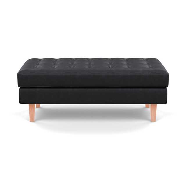 Heal's Hepburn Ottoman Liena Leather Black 622 Natural - image 1