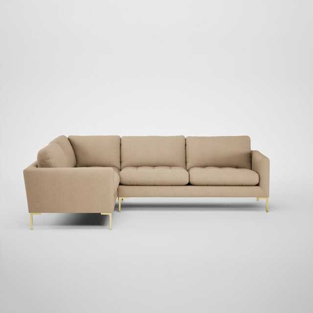Heal's Eton Left Hand Facing Corner Sofa Capelo Linen-Cotton Bamboo Brass Feet
