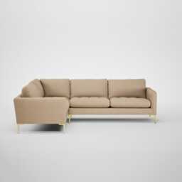 Heal's Eton Left Hand Facing Corner Sofa Capelo Linen-Cotton Bamboo Brass Feet