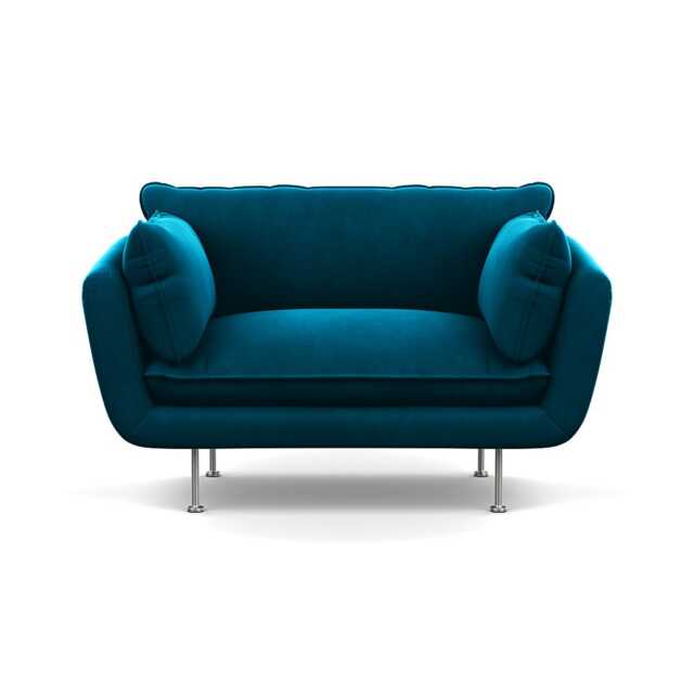 Heal's Allora Loveseat Velvet Teal Stainless Steel Feet