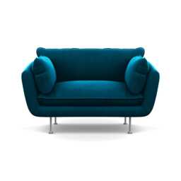 Heal's Allora Loveseat Velvet Teal Stainless Steel Feet