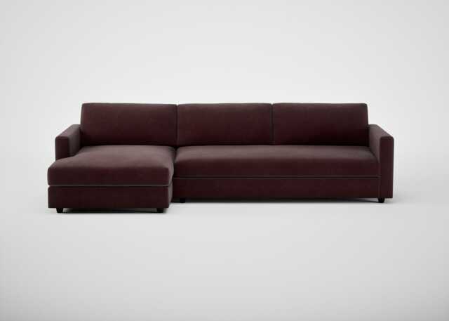 Heal's Nimbus II Chaise Sofa LHF Smart Luxe Velvet Acorn Black Feet