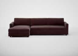 Heal's Nimbus II Chaise Sofa LHF Smart Luxe Velvet Acorn Black Feet