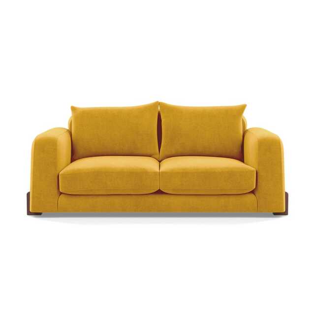 Heal's Nuvola 2 Seater Sofa Smart Luxe Velvet Canary Walnut Stained Feet