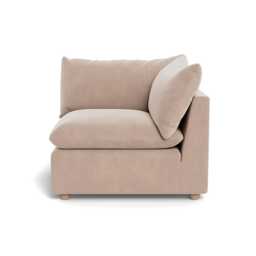 Heal's Astrid Corner Unit Smart Velvet Pebble Natural Beech Feet