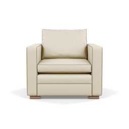Heal's Palermo Armchair Leather Grain Storm 006 Brass and Walnut Feet
