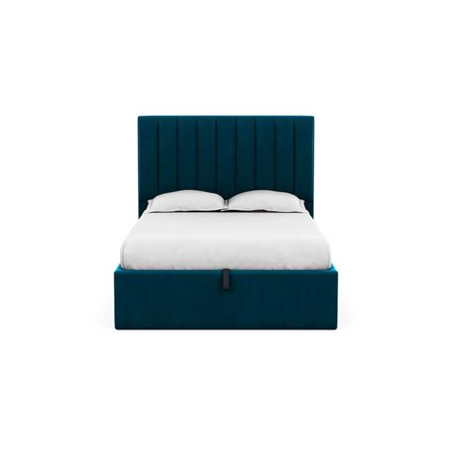 Heal's Lift Storage Divan Double Cotton Velvet Teal Black Feet