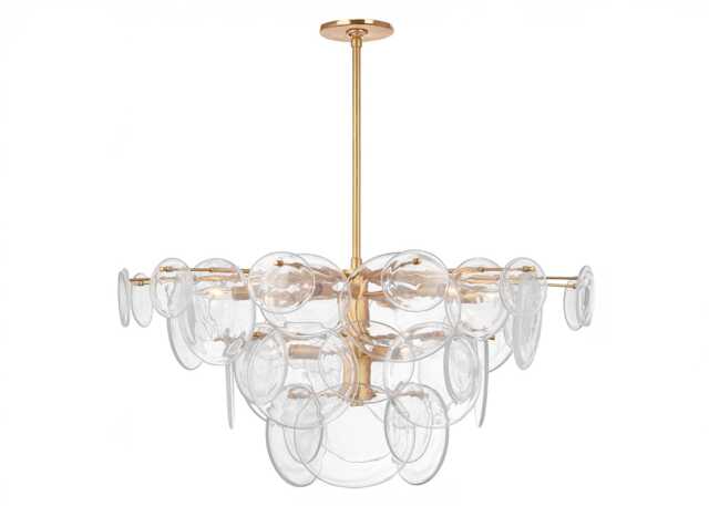 Visual Comfort Loire Large Chandelier Gild/Clear Strie Glass
