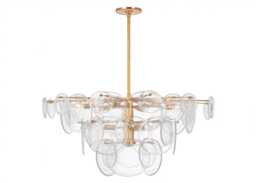 Visual Comfort Loire Large Chandelier Gild/Clear Strie Glass