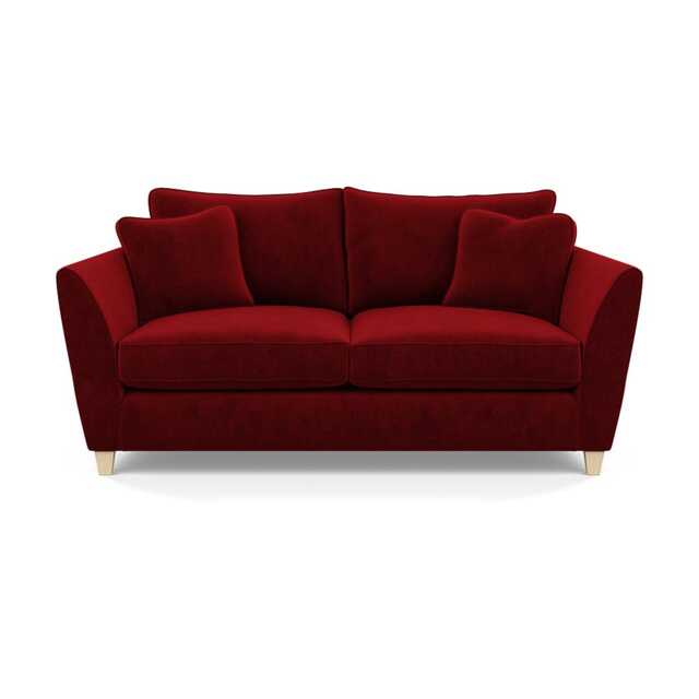 Heal's Torino 3 Seater Sofa Smart Luxe Velvet Mulberry Natural Feet