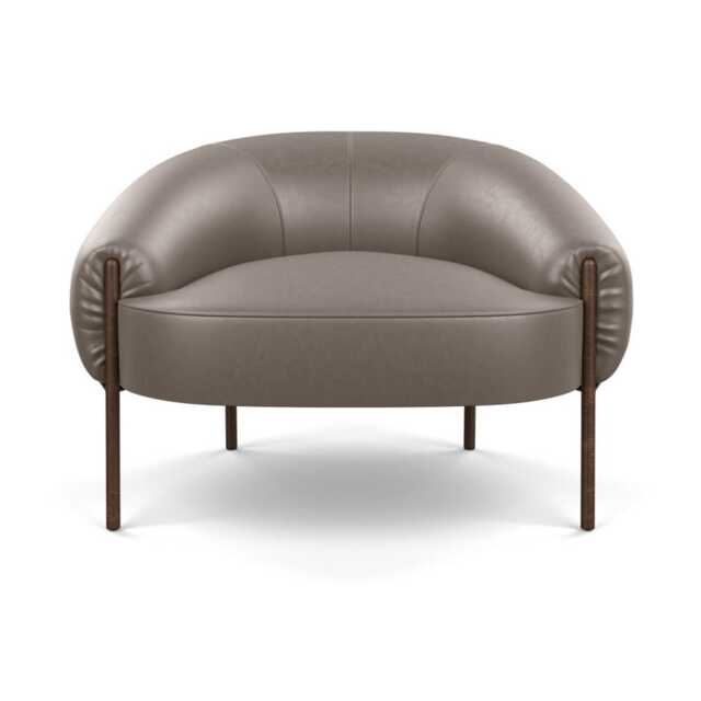 Heal's Isola Armchair Daino Leather Elephant Grey Bronze Feet