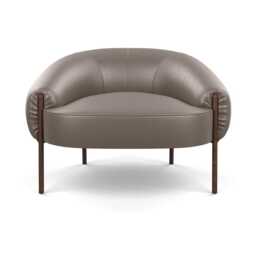 Heal's Isola Armchair Daino Leather Elephant Grey Bronze Feet