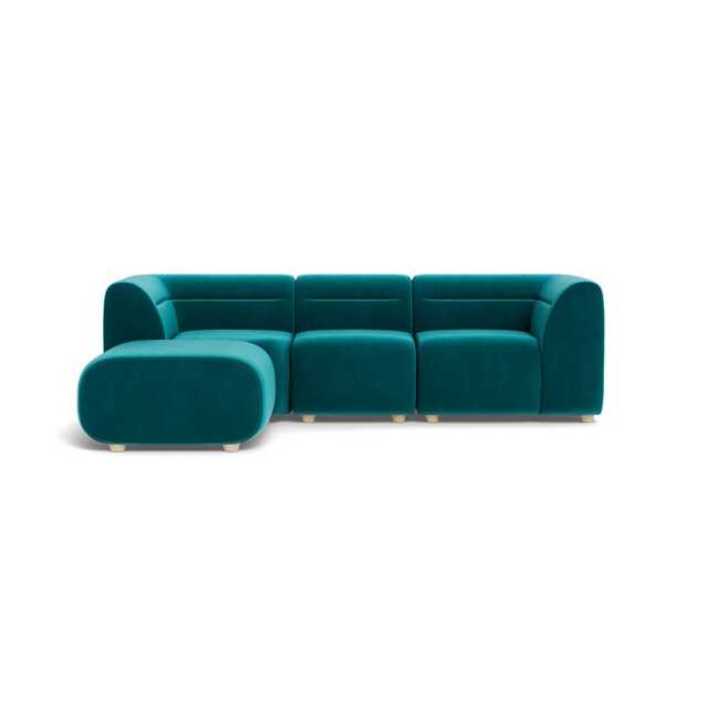 Heal's Lilli Left Hand Facing Corner Sofa Smart Velvet Petrol Natural Beech Feet
