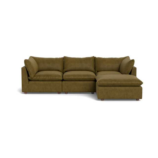 Heal's Astrid Right Hand Facing Corner Sofa Smart Luxe Velvet Peridot Walnut Stained Beech Feet