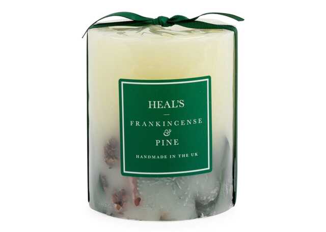 Heal's Woodnotes Frankincense & Pine Scented Botanical Tall Pillar Candle