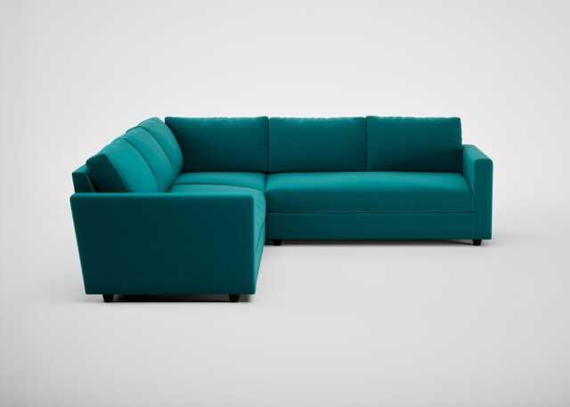 Heal's Nimbus II Large Corner Sofa Smart Velvet Petrol Black Feet