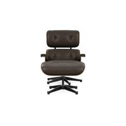 Vitra Eames Lounge Chair & Ottoman New Dims Santos Palisander Polished with Black L.Premium Brown