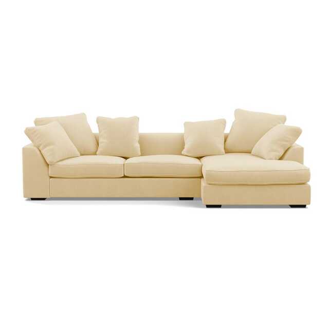 Heal's Cumulus RHF Corner Sofa Smart Luxe Velvet Biscuit Black Feet