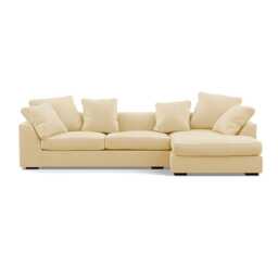 Heal's Cumulus RHF Corner Sofa Smart Luxe Velvet Biscuit Black Feet
