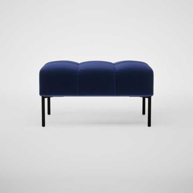 Heal's Quadro Ottoman Nobilis Velvet Neptune Black Feet - image 1