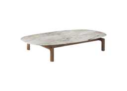 Porada Quay Ovale Coffee Table Canaletta Walnut Calacatta