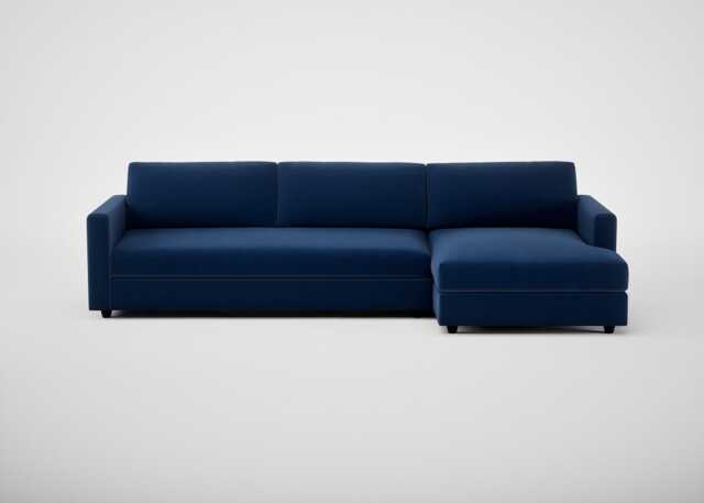 Heal's Nimbus 4 Seater Right Hand Corner Chaise Velvet Midnight Black Feet
