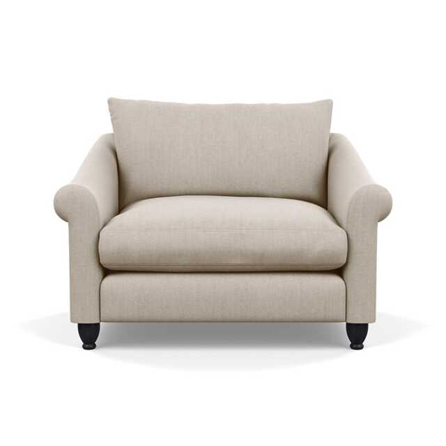 Heal's Devon Loveseat Broad Weave Putty Black Stain Beech Feet - image 1