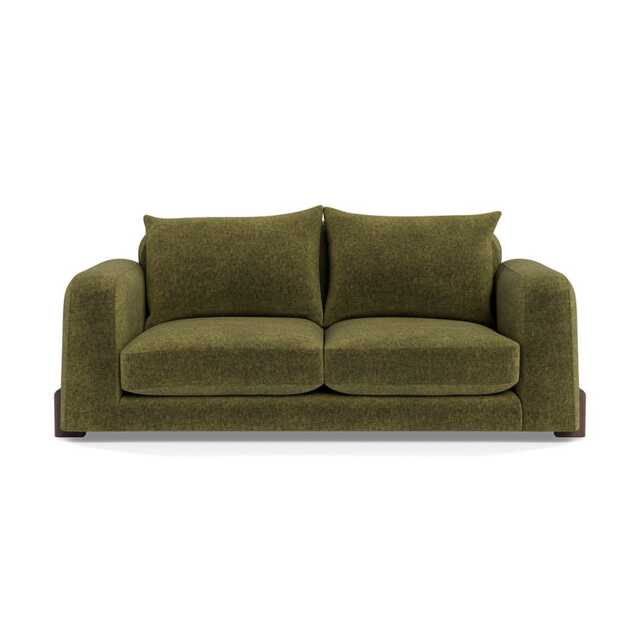 Heal's Nuvola 2 Seater Sofa Boucle Velvet Wilder Walnut Stained Oak Feet - image 1