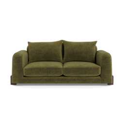 Heal's Nuvola 2 Seater Sofa Boucle Velvet Wilder Walnut Stained Oak Feet
