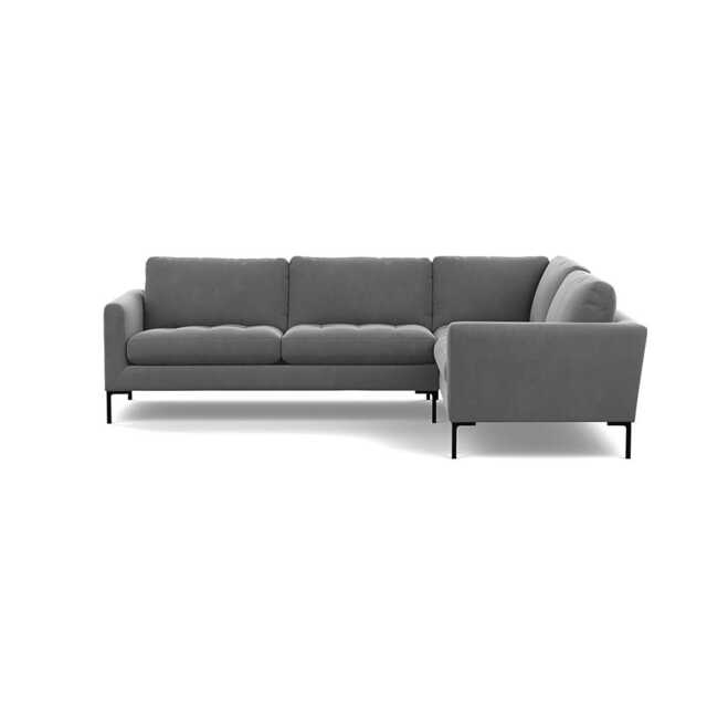 Heal's Eton Right Hand Facing Corner Sofa Smart Velvet Mercury Black Feet