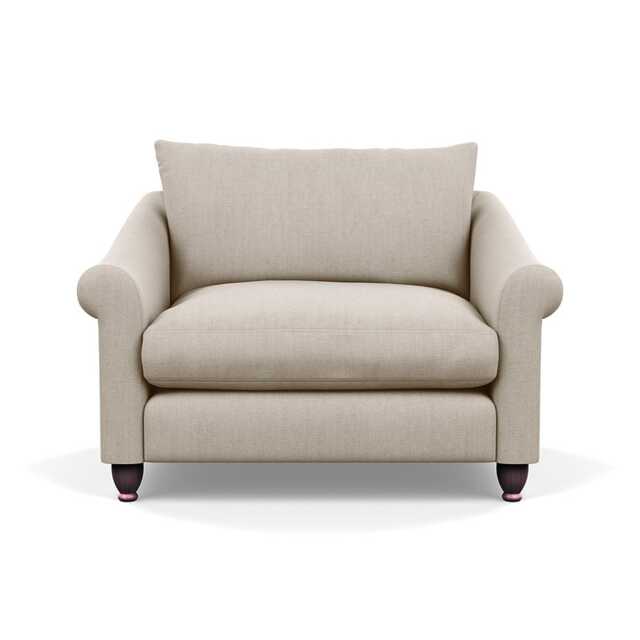 Heal's Devon Loveseat Broad Weave Putty Walnut Stained Feet - image 1