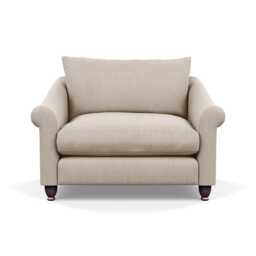 Heal's Devon Loveseat Broad Weave Putty Walnut Stained Feet