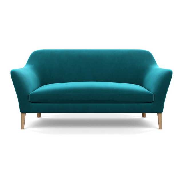 Heal's Wallis 3 Seater Sofa Smart Velvet Petrol Stained Oak Feet