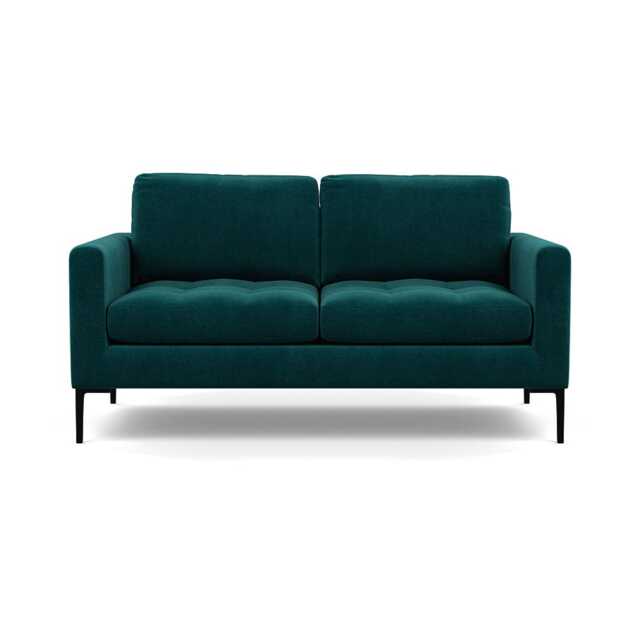 Heal's Eton 2 Seater Sofa Smart Luxe Velvet Ocean Black Feet